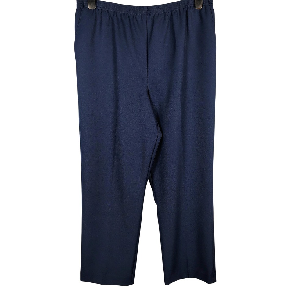 NWT Alfred Dunner Womens SZ 18 Classics Pants Navy Blue Polyester Officecore